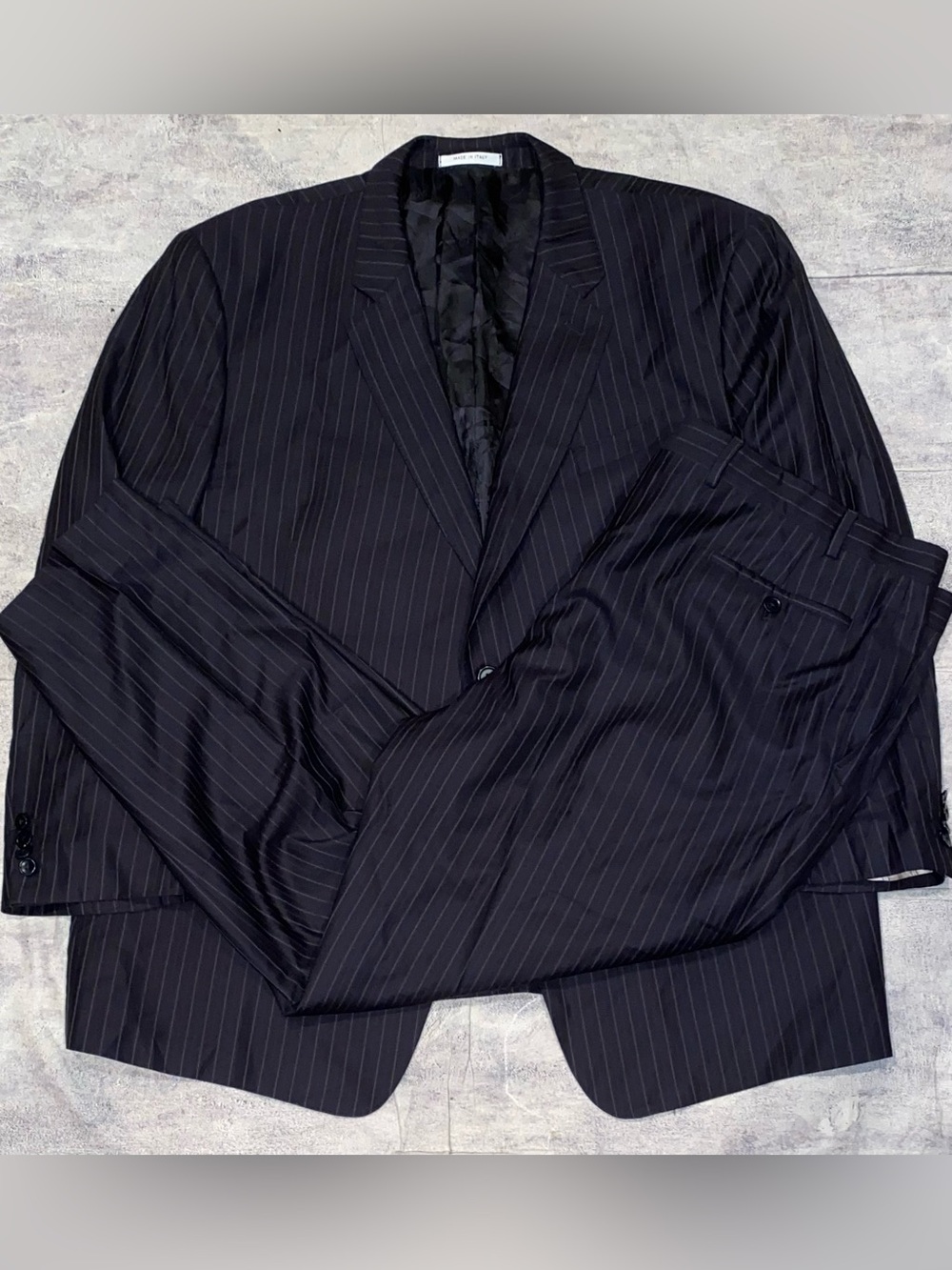 Armani Collezioni Executive Silk Wool Pinstripe 2 Piece Suit Set Jacket 50 Italy